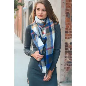 Women’s Oversized Flannel Blanket Scarf | Soft Plaid Frayed Edge Shawl Wrap for Fall Winter Fashion & Cozy Cold Weather Style