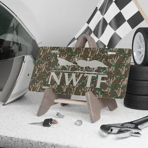 Custom Camo Vanity Plate - Hunter Camo NWTF Logo V3, License Plate, Car Accessory, Personalized Gift, Hunter Gift, Camouflage Decor A