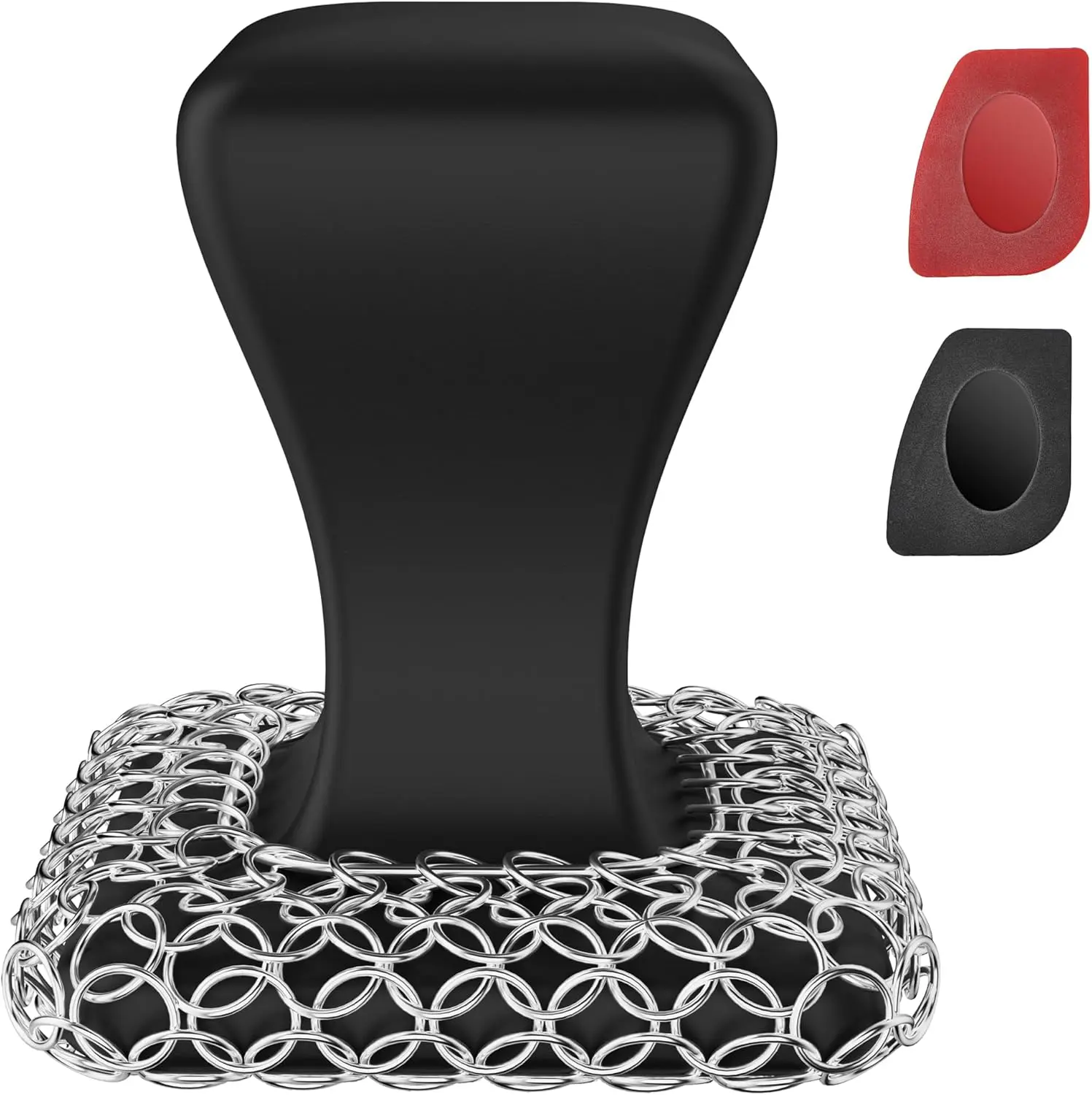 Cast Iron Scrubber & Scraper Kit, 316 Stainless Steel Cast Iron Skillet Cleaner Chainmail Scrubber for Cast Iron Pans Dish Scrub Brush Chain Link Scouring Pad for More Pot Cookware Cleaning