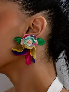 Vintage Boho Style Flower Design Dangle Earrings, Colorful Flower Design Dangle Earrings, Fashion Jewelry Accessories for Women, Fashionable Jewelry, Trendy Jewelry, Statement Earrings