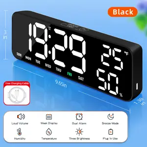 TIMESS desktop digital alarm clock, compact, has 2 high-volume alarms, week display, temp & humidity functions and includes a power cord.Decor Home