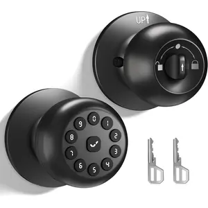 Door Knob with Lock,Keyless Entry Door Lock for Front Door, Keypad  Door Locks,Auto Lock,Easy to Install, for Bedroom,,Office,Hotel,Garage (Black, No App)