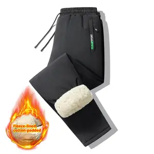 Men's Black Fleece-Lined Snow Pants - Fleece Lining, Drawstring Waistband, Ideal for Winter Sports and Everyday Wear
