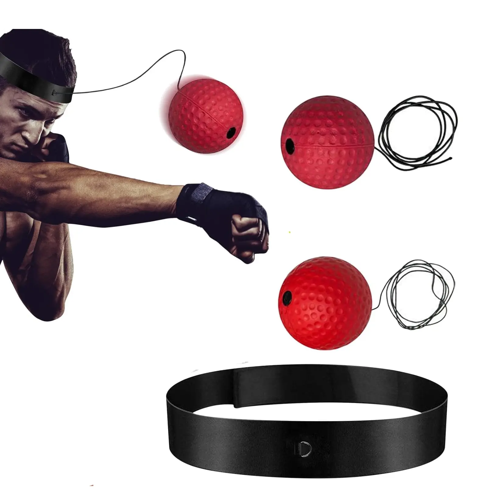 Boxing Reflex Ball Set with Adjustable Headband for Adults & Kids - Speed Training Boxing Equipment for MMA, Reaction & Agility Practice