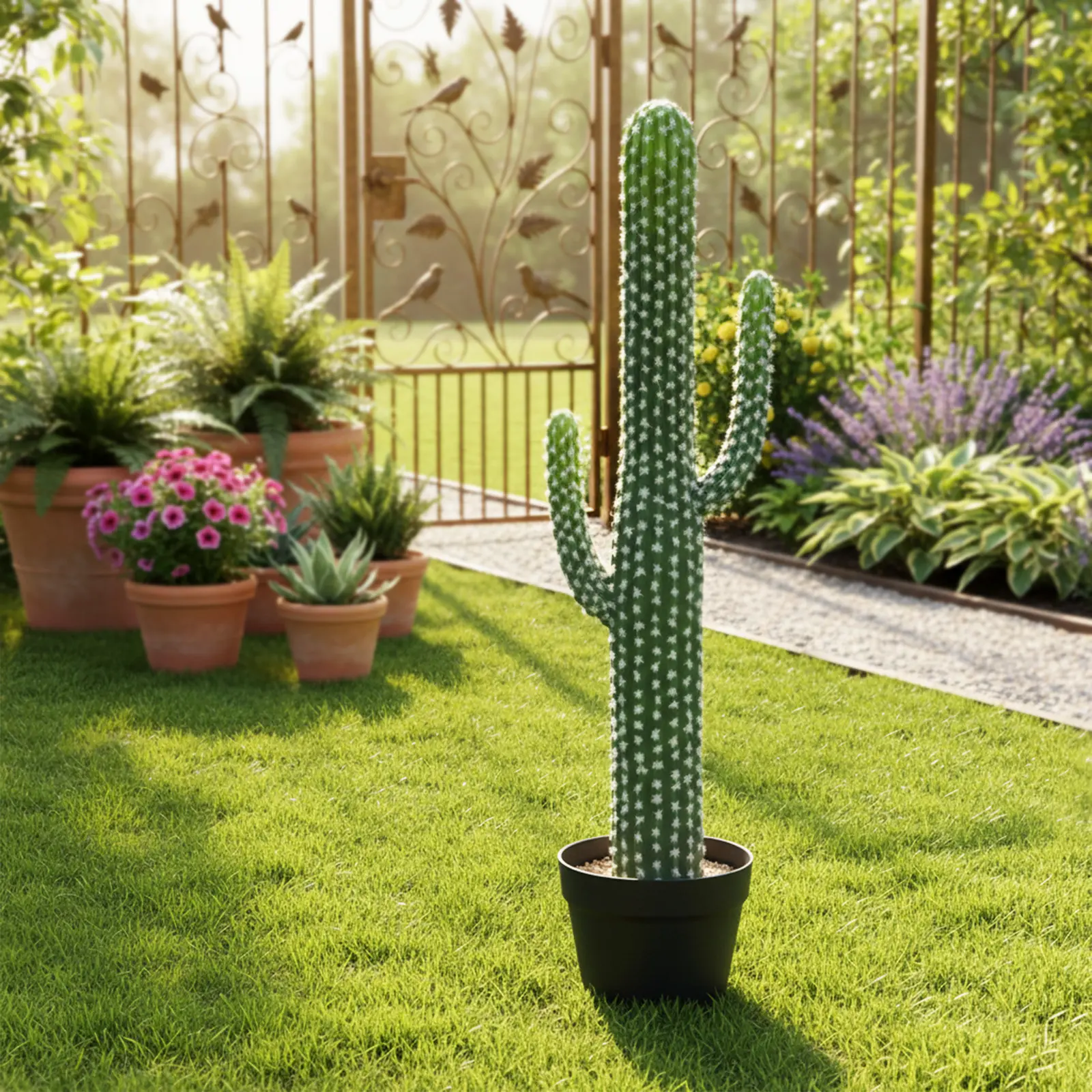 Artificial Cactus Plant with White Spikes, Indoor/Outdoor Greenery, Fake  Succulent for Home Decor - TikTok Shop