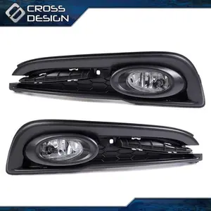 CROSSDESIGN Front Fog Lights Lamps+Covers w/Switch Fit For 2013-2015 Honda Civic 4Dr Sedan