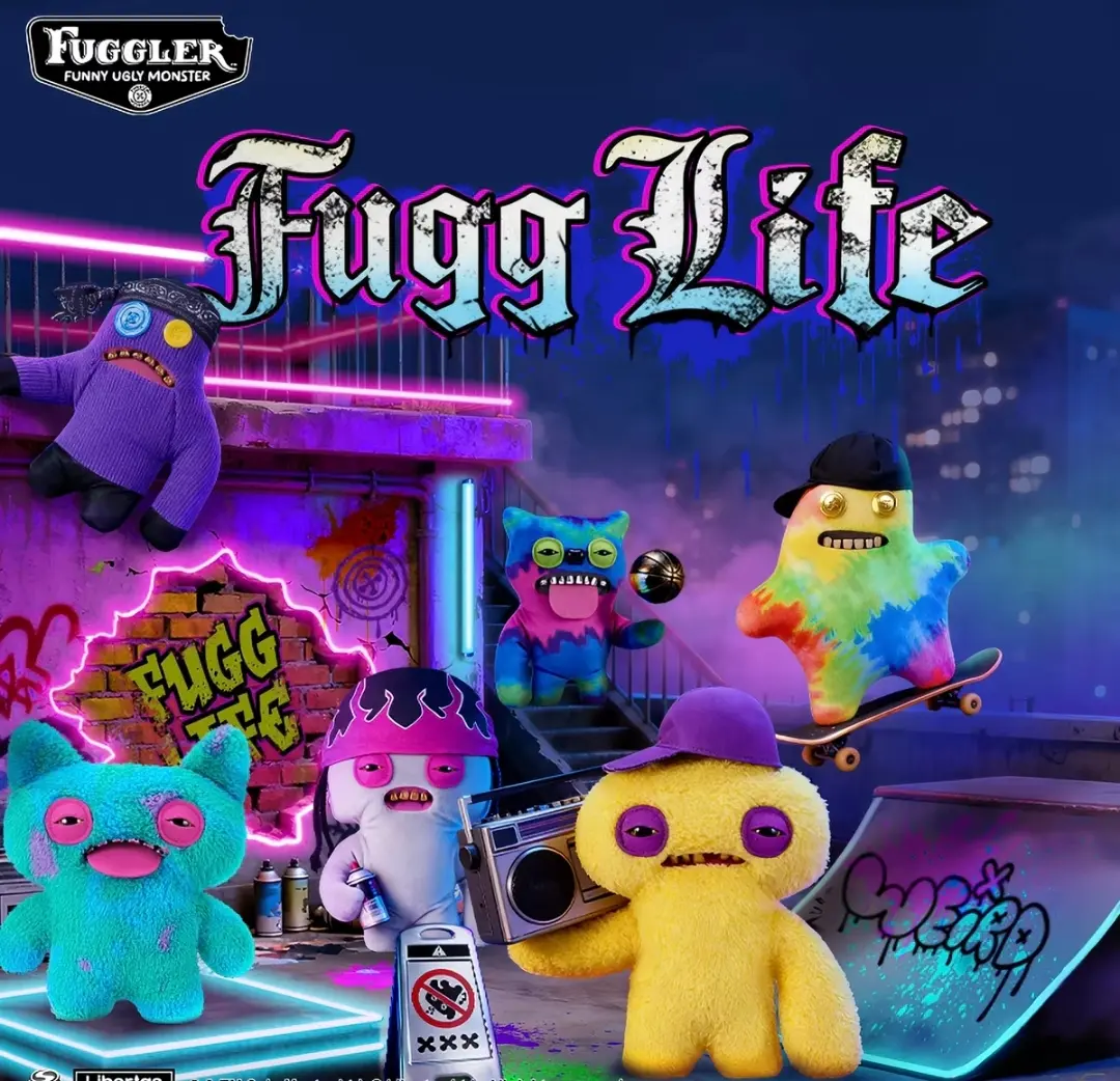Fuggler Fugg Life 9-Inch Plush Toy - Streetwear Hip-Hop Ugly-Cute Monster Stuffed Animal with Hat, Bandana, Quirky Urban Room Decor, Ideal Gift for Collectors, Teens & Sneakerheads, Collectibles
