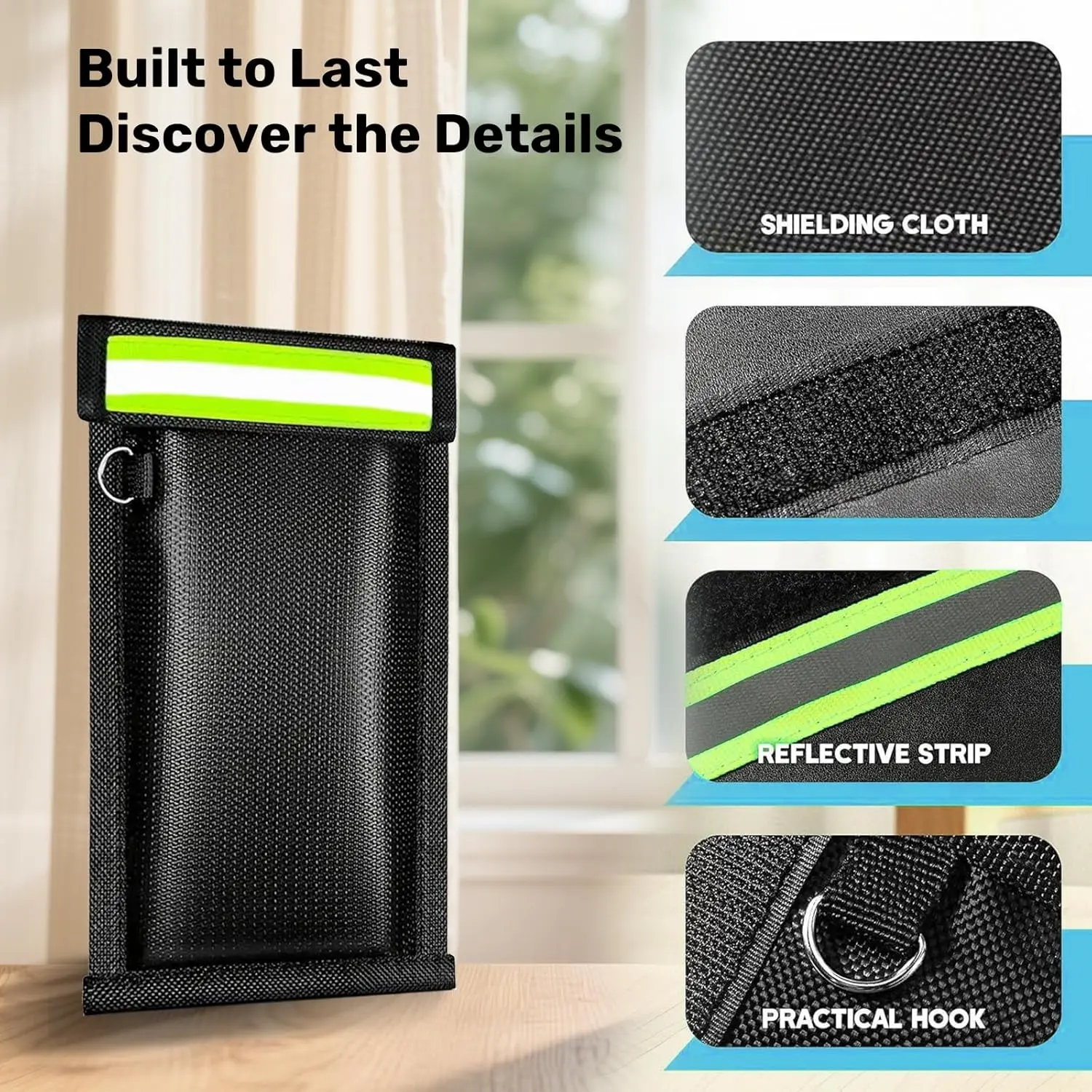 Faraday Bag With Reflective Strips, EMP Protection Electronic Device Storage Pouch, Anti-Tracking Anti-theft Signal Blocking Faraday Cage, For IPhone, IPad, Mac, Pixel, Motorola, Surface, Samsung, Dell, HP Other Tablets, Smartphones, Car Keys