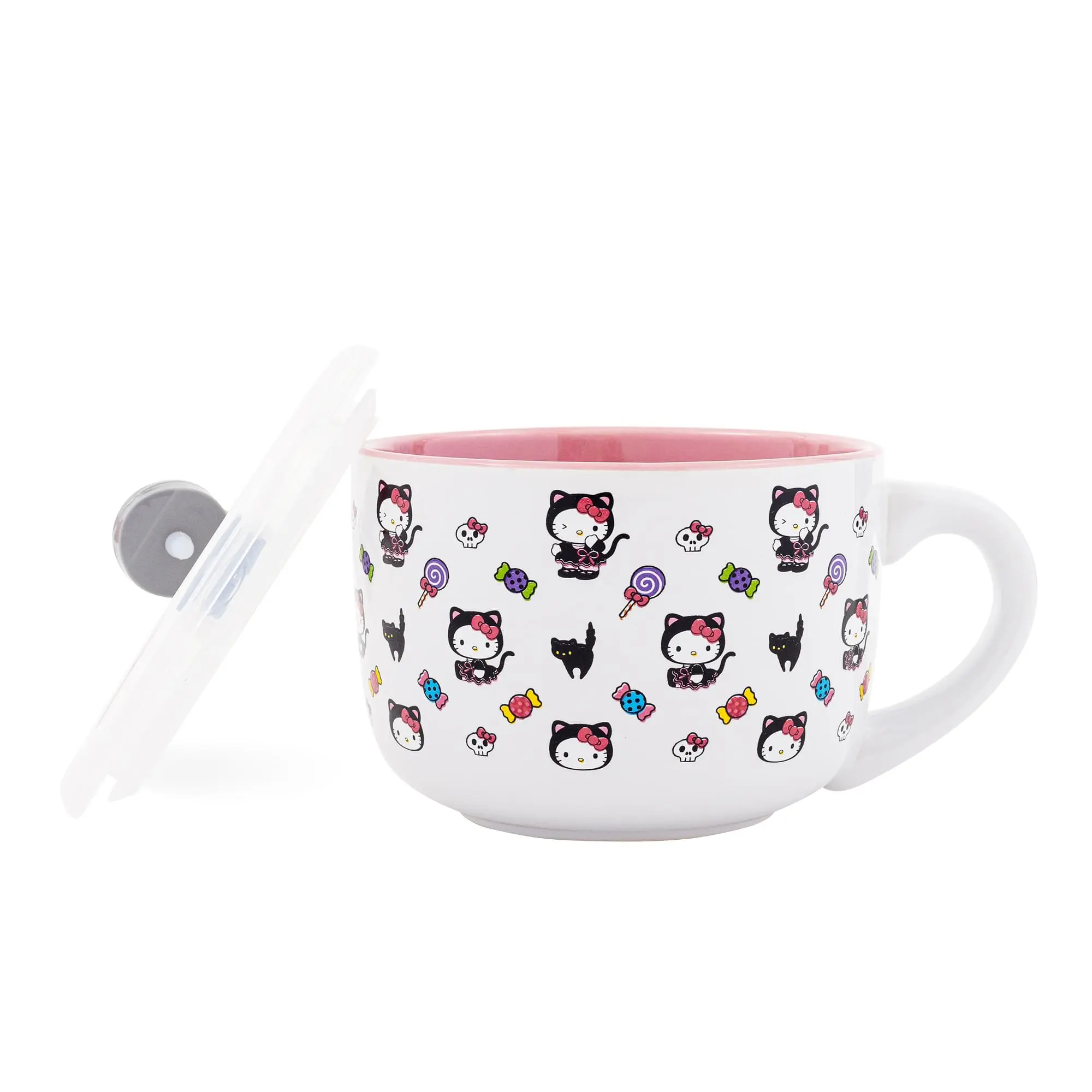 $13.99 | Sanrio Hello Kitty Black Cat Ceramic Soup Mug With Vented Lid | Holds 24 Ounces