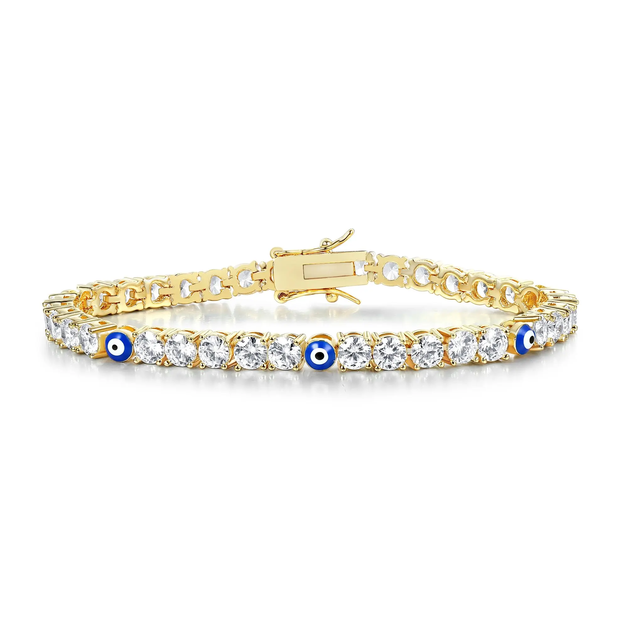 MDFUN 4 Prong Tennis Bracelet 4mm Round Cubic Zirconia Bracelets for Women Size 6-8.5 Inch