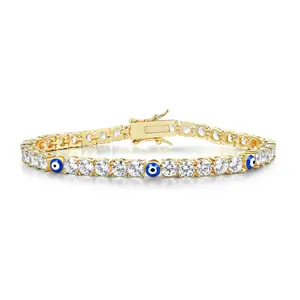 MDFUN 4 Prong Tennis Bracelet 4mm Round Cubic Zirconia Bracelets for Women Size 6-8 Inch