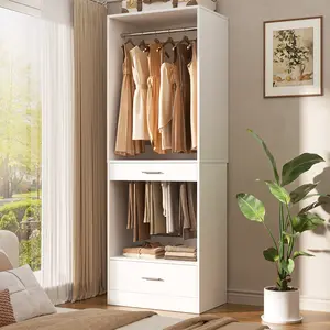 Closet System Organizer with Hanging area, Pants Rack & Drawer – Expandable & Sturdy Modular Closet Storage Unit, Customizable Wardrobe Organizer for Bedroom or Walk-In Closet