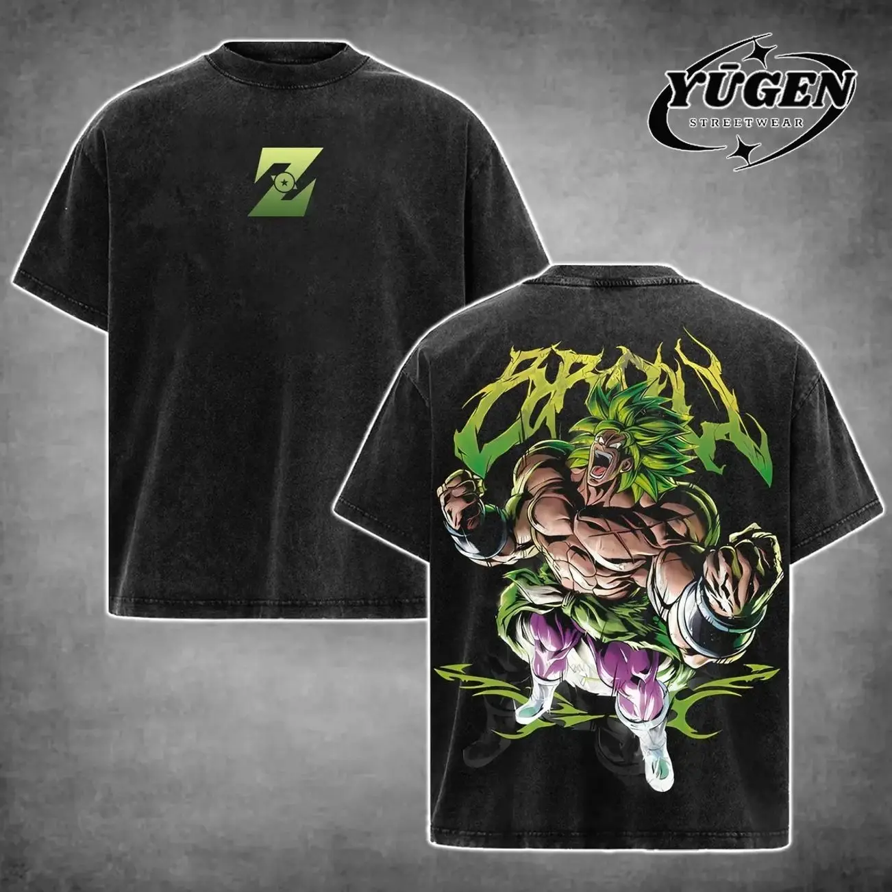 Super Broly V2 DBZ Retro Acid Washed Oversized Hoodie & T-Shirt, Heavyweight Cotton Unisex Anime Manga Tee, Anime Merch, Menswear Streetwear, Gift For Anime Fan. TCW