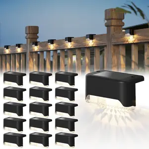 16 Pack Solar Step Lights,Solar Deck Railing Lights Outdoor Waterproof Led Fence Lamp for Patio,Stairs,Garden Pathway,Balcony,Step and Fences(Black)