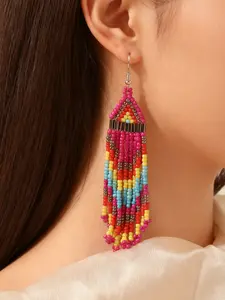 Bohemian Vacation Style Beaded Fringe Earrings, Handmade Jewelry for Women, Perfect for Daily Wear and Parties