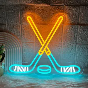 Ice Hockey Neon Sign, Dimmable Hockey LED Neon Light for Fans, Sports Themed Neons Signs Light for Boys Teen Home Bedroom Man Cave Playroom College Dorm Club Birthday Party Decor