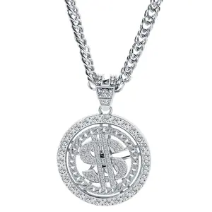 Costume Gold/Silver Chain for Men Women Spinner Dollar Sign Necklaces Present