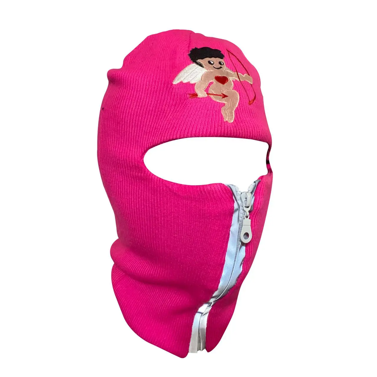 Cupid Neon Pink reflective zip up Balaclava  ski mask