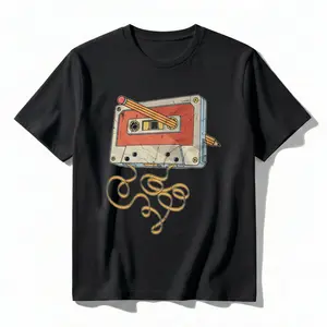 Funny Graphic T-shirt Men's Vintage Cassette Tape Repair. Soft Cotton Retro Music Tee. 80s 90s Nostalgia Hipster Top. Cool Birthday Gift for Him. Classic Crewneck Short Sleeve Shirt.