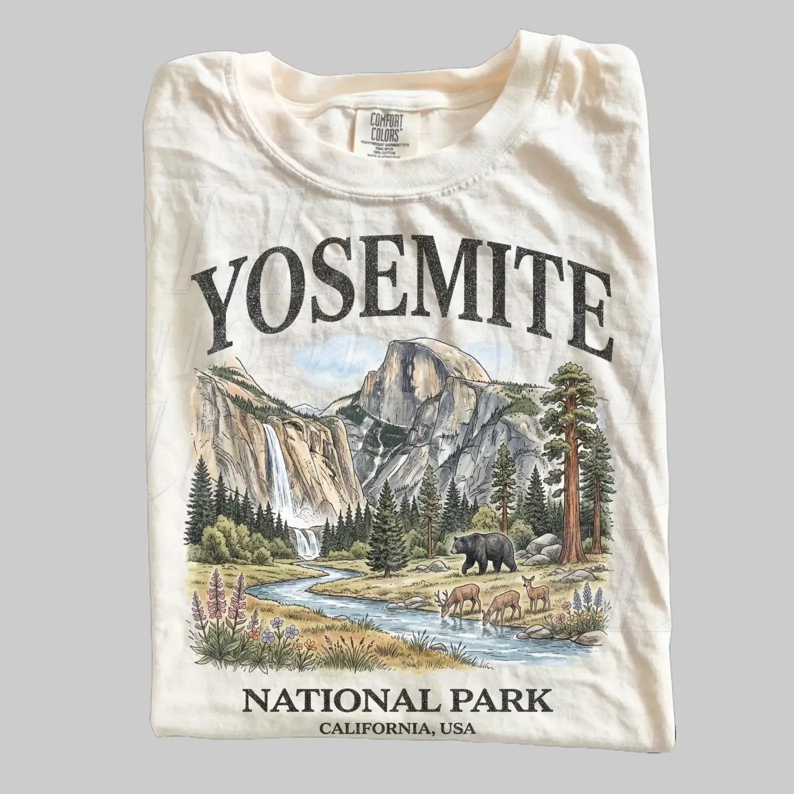 Yosemite National Park Comfort Colors Shirt, Vintage 90s California Wildlife Bear Graphic Tee, Retro USA Outdoor Unisex T-Shirt, Nature Lover Gift
