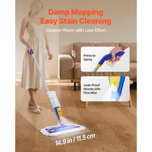 Summervibes VEVOR Spray Mop, with 3 Washable Pads for Dry and Wet Floor Cleaning and a 27oz Refillable Water Tank, Microfiber Dust Wet Mop Twisted Cotton Dry Mop, Commercial Home Use for Tiles/Vinyl/Wood FloorVEVOR Super Brand Day