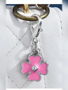 Vintage Cherry Keychain, Alloy Lobster Clasp, Sparkling Rhinestone Bow, Elegant Fruits Pattern, All Seasons Bag Charm, Car Key Ring