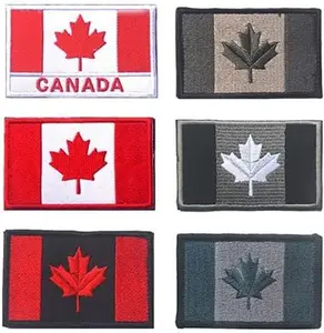 Canada Flag Tactical Patch, Antrix 6 Pack Canadian Flag Patches Tactical Maple Leaf Tags Patch Full Embroidered Border Canada Military Uniform Emblem Patches