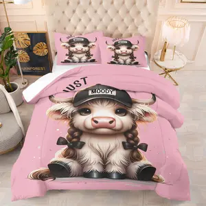 2/3 Pcs Comforter Set ,1 Quilt Set and 1 or 2 Pillowcases Without Filler, Bedding Sets, Multiple Highland Cow Themed Quilt Sets:Covering Classic Highland Cows, Soft, Warm and Breathable, Suitable for Daily Bedroom Use, Guest Room Backup