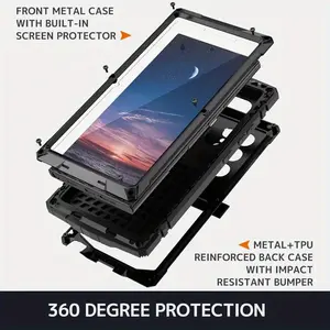 Rugged Armor Aluminum Alloy Metal Phone Case with Screen Protector for Samsung S24 Ultra And S24 Plus, Featuring a Shockproof Cover Bracket (Please Note: This Model Does Not Support Fingerprint Recognition).