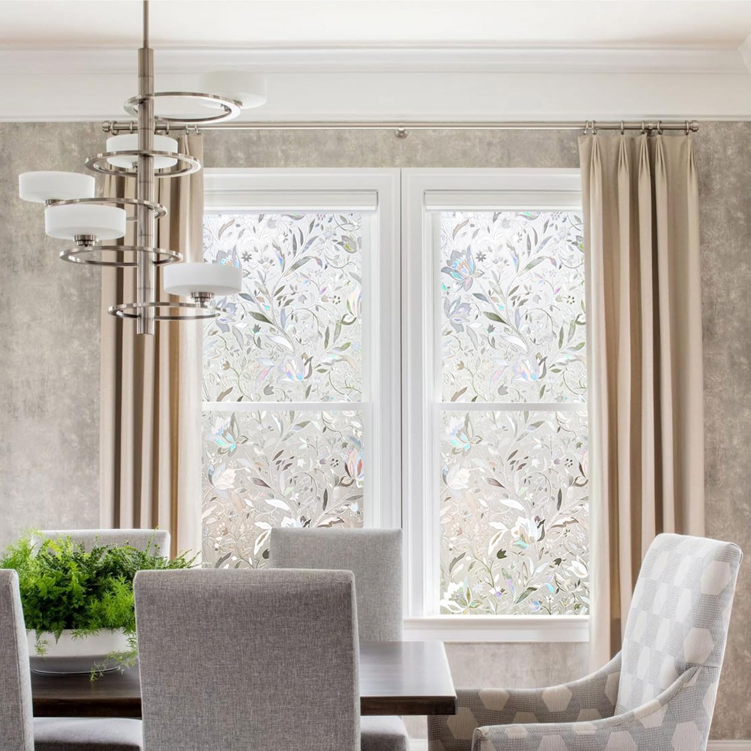 Window Film, Window Privacy Film, Window Vinyl Glass Covering, Stained Glass Decorative Film, Window Film Privacy Frosted Static Clings, Non-Adhesive, No-Glue (17.5 x 78.7 inch)