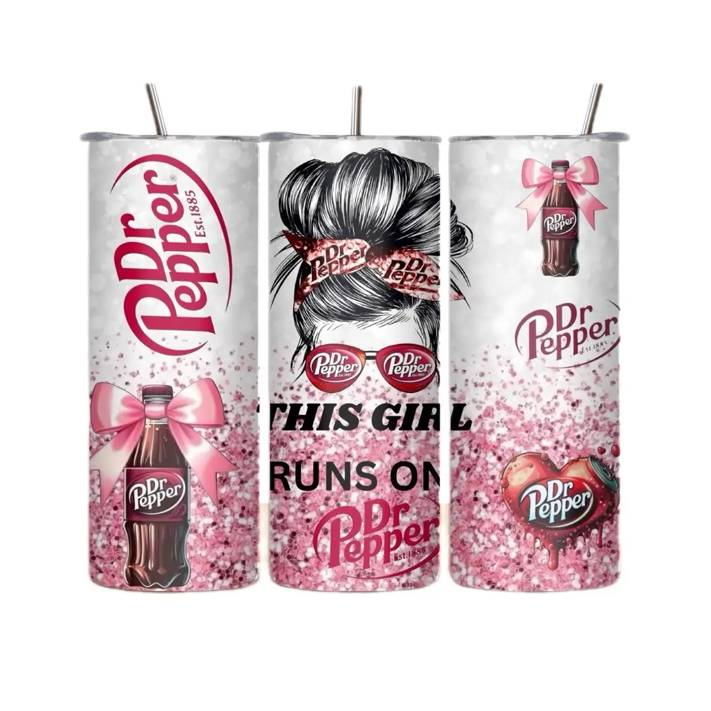 20oz Dr. Pepper Tumbler - Stylish Classic Kitchen Drinkware, Portable Reusable Water Bottle, Washable Design for Gifting, Water Bottles
