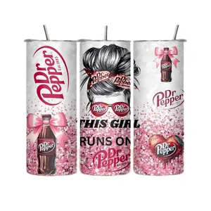 20oz Dr. Pepper Tumbler - Stylish Classic Kitchen Drinkware, Portable Reusable Water Bottle, Washable Design for Gifting, Water Bottles