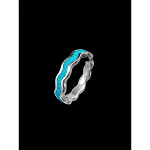 Size 11 - Salt Life Ring • Wavy Design • 925 Sterling Silver • Turquoise Accent