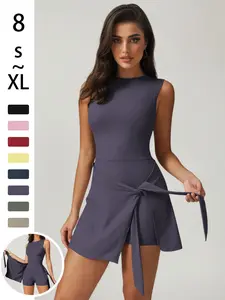 Women's Sporty Comfy Jumpsuit Dress Set, High Elasticity Yoga, Comfortable Fitted Fitness Commute Wear, All-Season Casual Outdoor Clothing