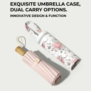 Floral Pattern Umbrella Manual Folding Portable Waterproof Windproof Sunshade for Women Girls Home Daily Use Mother's Day Gift