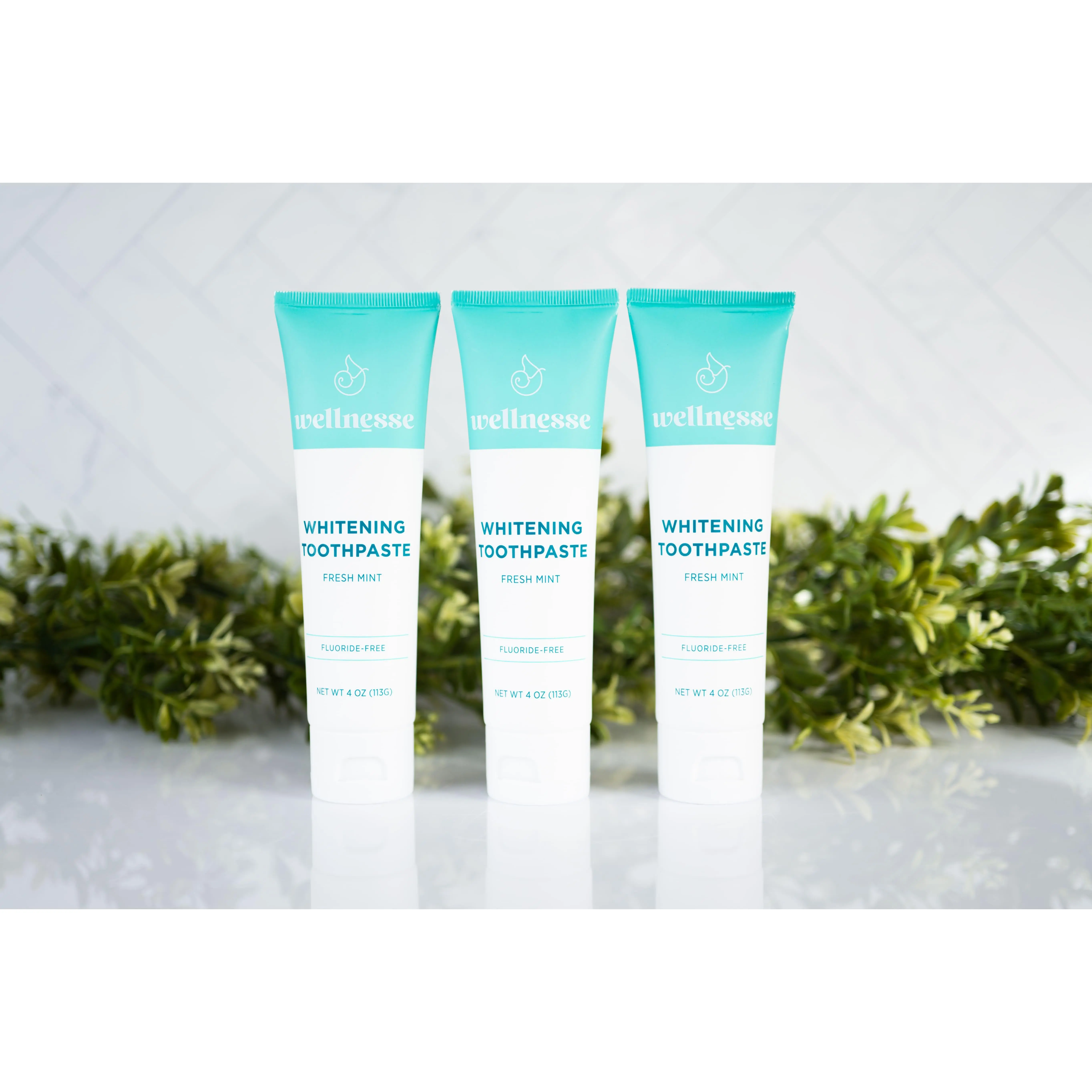 Wellnesse | Whitening Toothpaste - 3 Pack, Fluoride-Free, Glycerin-Free, Natural Ingredients for Teeth, Gums, and Breath Care