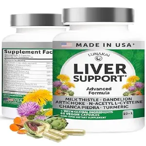 Lunakai USA Made Liver Cleanse Detox & Repair - 10-in-1 with Milk Thistle & NAC – Liver Support Supplement Capsules for Men & Women, Daily Health, Non-GMO, 60ct