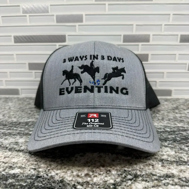 3 WAYS IN 3 DAYS Horse Eventing Embroidered Hat | Equestrian | Dressage | Eventing | Custom | Country | Gift