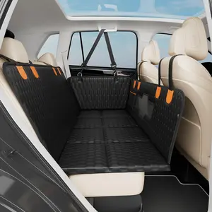 polyester waterproof Dog Truck Seat Cover for Back Seat, Hard Bottom Backseat Extender for Car, Holds 400 lbs, Pet Seat Covers for Large Dogs, 100% Waterproof, Dog Car Bed Protector Hammock for Crew Cab Truck SUV F150