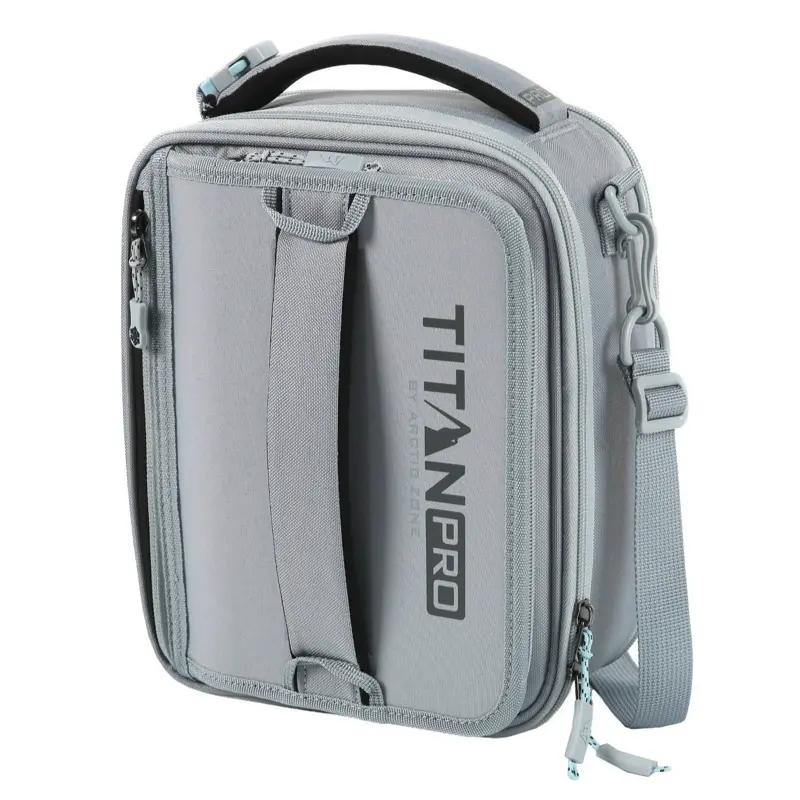 Titan PRO Expandable Lunch Box by Arctic Zone with Ice Walls & Leak-Proof Bento, Keeps Food Cold Up to 6 Hours (Grey/Silver/Blue)+ FREE Keychain Included