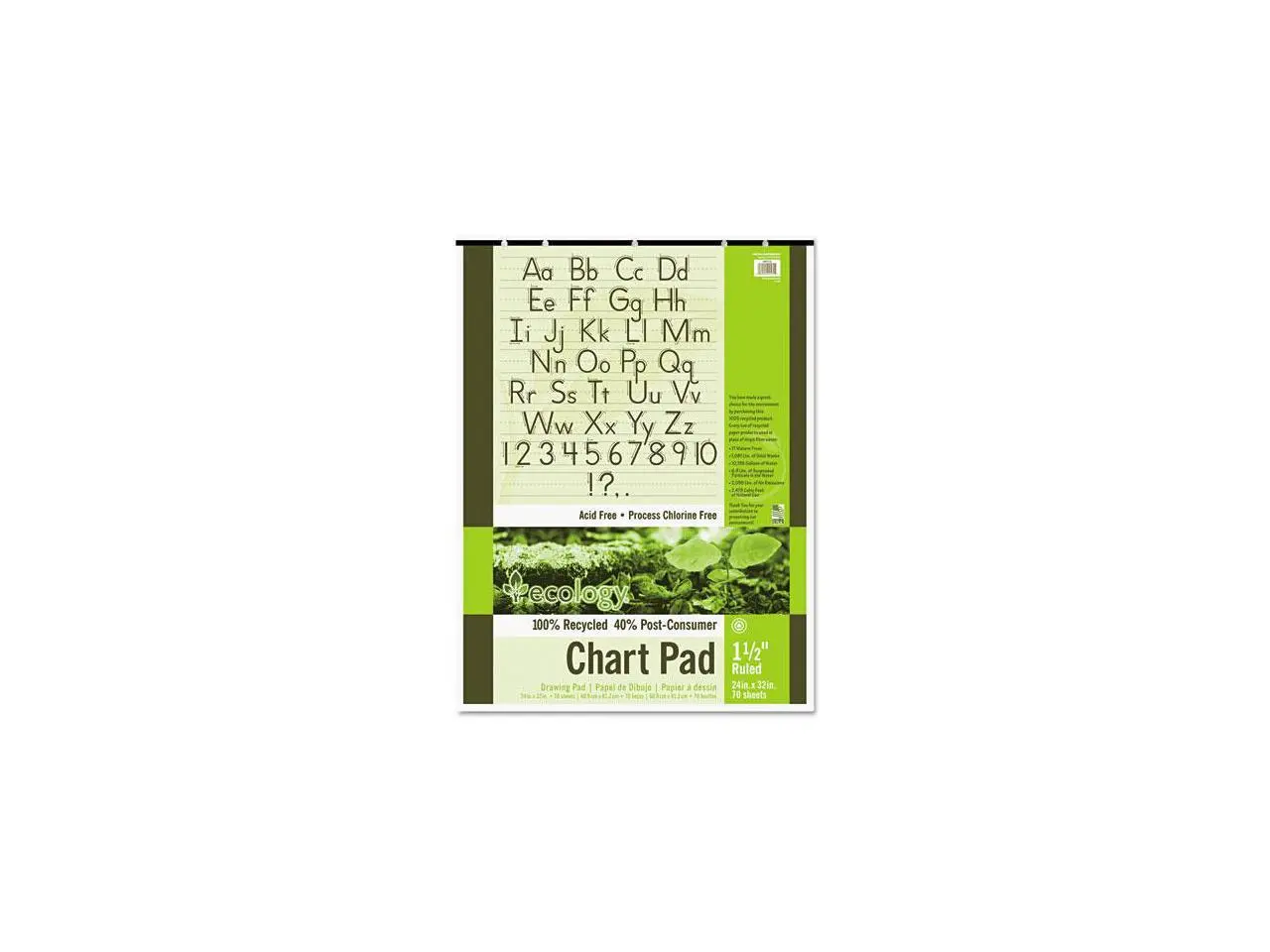 S.A.V.E Recycled Chart Pads, 1-1/2In Ruled, 24 X 32, White, 70 Sheets
