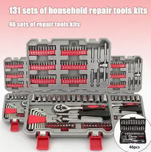 131pcs Home Repair Tool Set  All-in-One Hand Tool Kit with Socket Wrench, Hex Keys & Screwdriver Bits – Perfect for Home, Auto Repair, DIY Projects & Everyday Fixes
