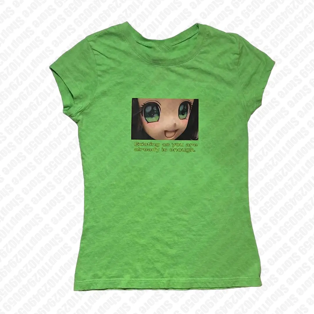 90s Clothes Vintage Woman Clothing Graphic Tees Y2k Top Graphic T Shirts Women's Cropped Goth Kpop Anime Girl Gothic T-shirt Emo Tops 2000s clothes Harajuku Y2k anime Streetwear O-neck 90s Text Printing Tops Women Clothes Simple