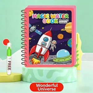 Baby doodle magic! A reusable magic water painting book with 4 main themes: dinosaurs / space / fairy tales / ocean. Just paint with plain water to reveal colors, mess-free and super hassle-free!