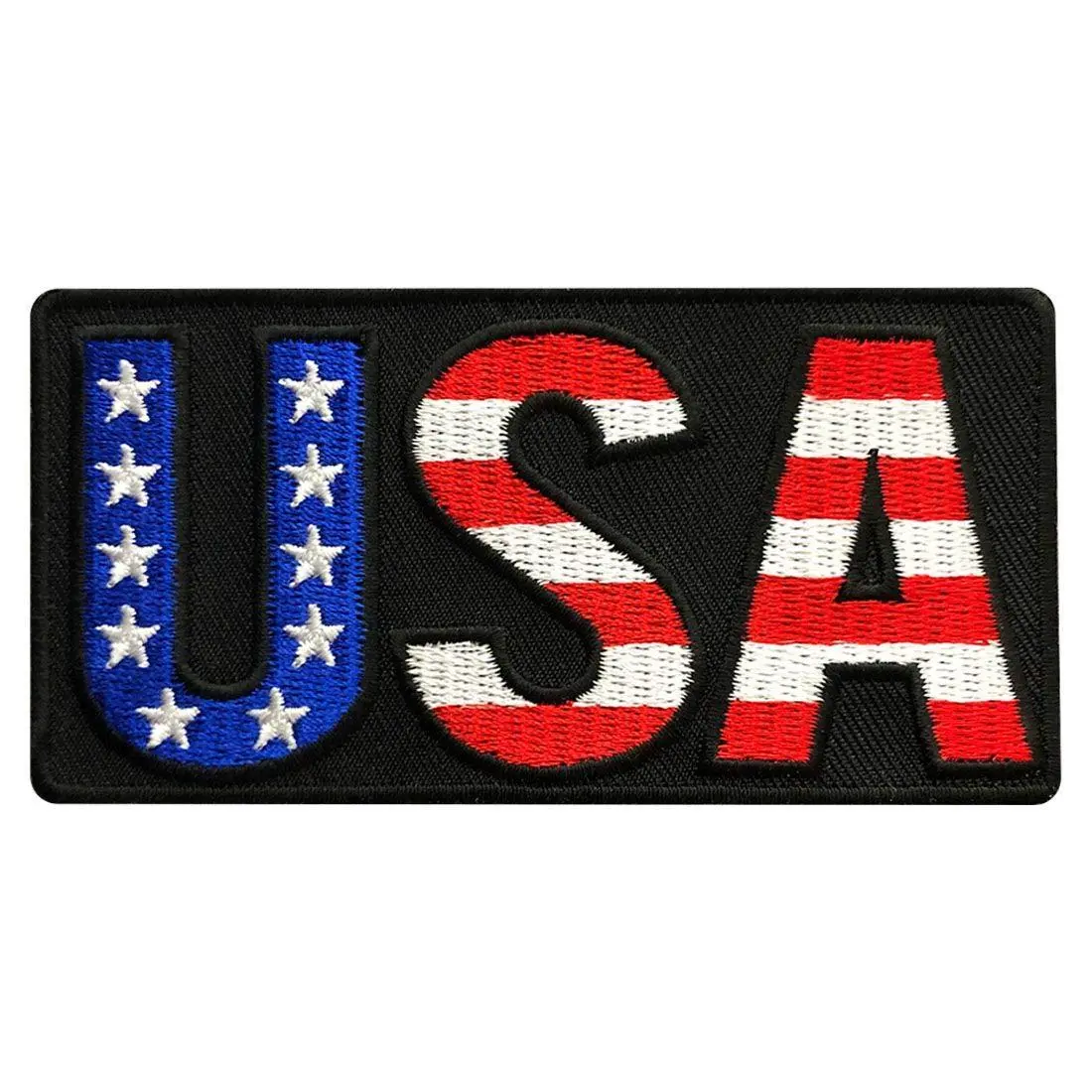 USA American Alphabet Flag Embroidered iron on Sew on Patch [4.0 X 2.0 US-6]