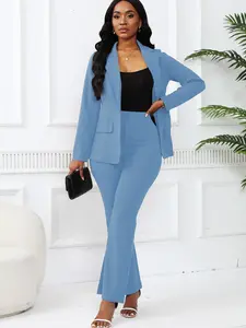 New Women's Elegant 2-Piece Suit Set, Long Sleeve Fitted Blazer with Matching Trousers, Stylish Office Wear for Modern Women,Business Casual Outfits