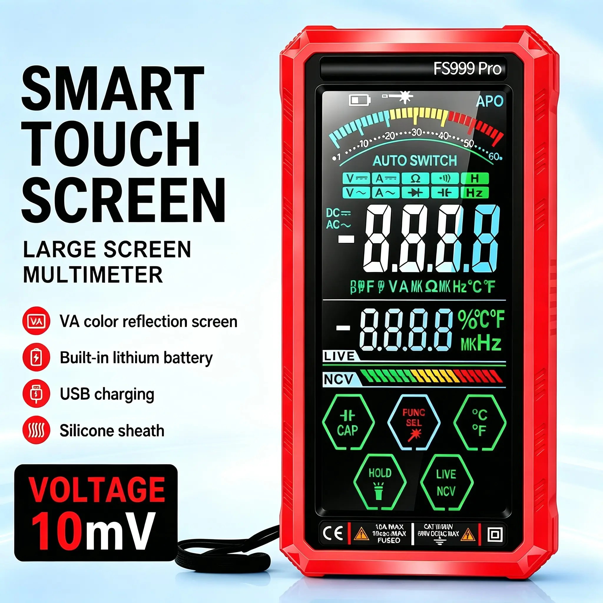 ADESKE Smart Color Digital Multimeter – Professional Electrical Measurement Instrument
