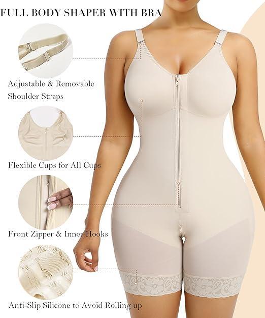 Women's Minimalist Basic Shaper: Nylon One-Piece - SHAPEFIT High-Waisted Shaper with tummy-tucking and butt-lifting features, zipper opening at the crotch, removable shoulder straps, nylon fabric