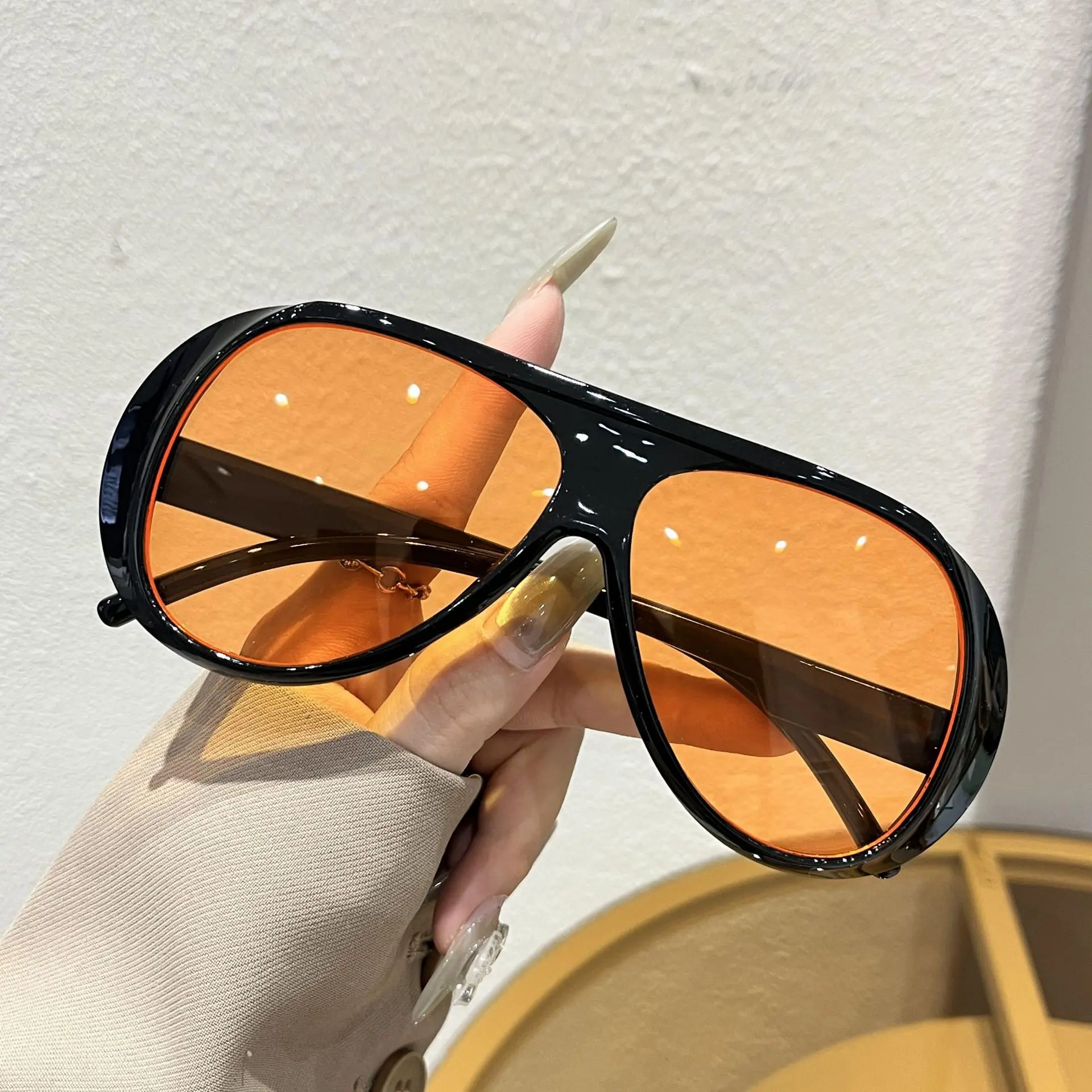 Retro Aviator Sunglasses, Oversized Round Frame, Polarized UV Protection Tangle Free Aviator - Agave Polarized – Shady Rays  main image 4