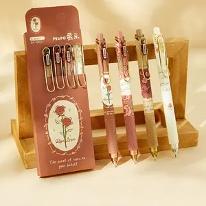 4/8-piece Vintage Rose Ballpoint Pens, Quick-Drying Ink Pens, Retractable Ballpoint Pens, 0.5mm Fine-Tip Writing Pens, Office & Study Supplies, Holiday Gift Pen, Back-to-School, Christmas, Easter Gifts (styles shipped at random)